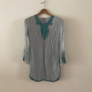 Indian Pakistani Dress Shalwar Kameez Gray Blue